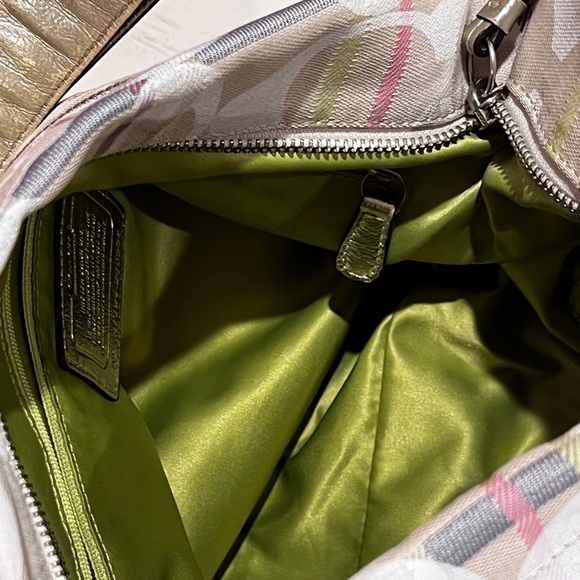 Coach Tattersall Cream and Brown Structured Shoulder Bag - Picture 13 of 14